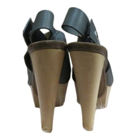 Marni Italian Leather Color Block Wooden Heeled Platform Slingback Studded Heels - Picture 4 of 14